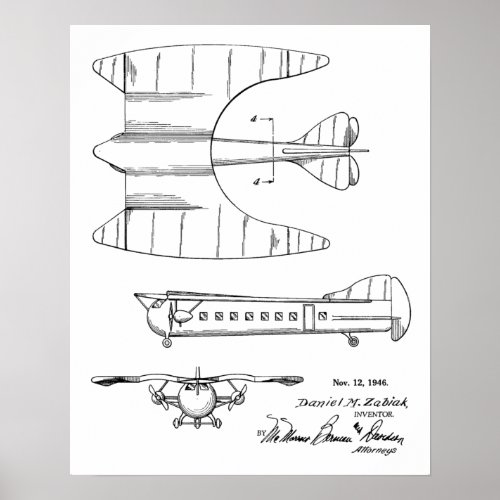 1946 Passenger Airplane Patent Art Drawing Print