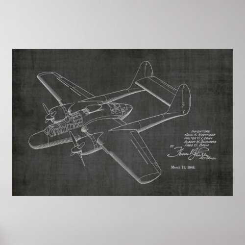 1946 Twin Airplane Patent Art Drawing Print