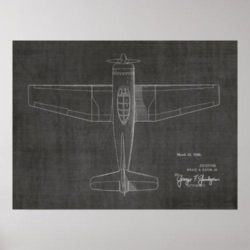 1946 Vintage Airplane Patent Art Drawing Print