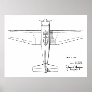 1946 Vintage Airplane Patent Art Drawing Print