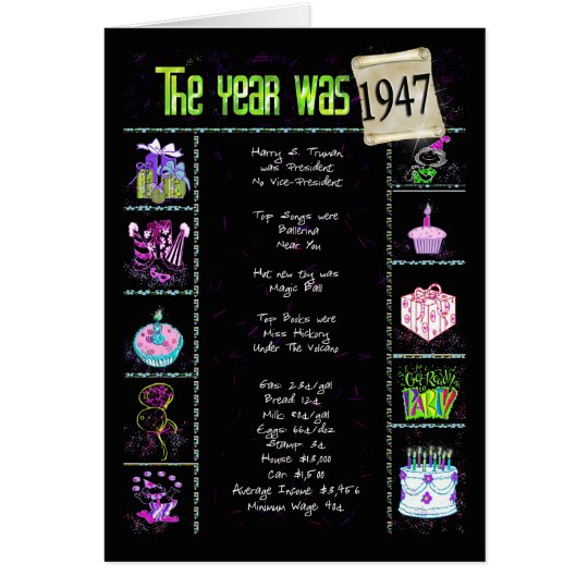 1947 Birthday Fun Trivia Card | Zazzle.com