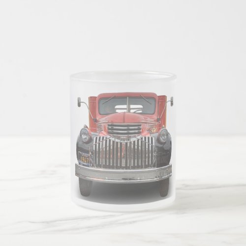 1947 CHEVROLET STAKE TRUCK FROSTED GLASS COFFEE MUG