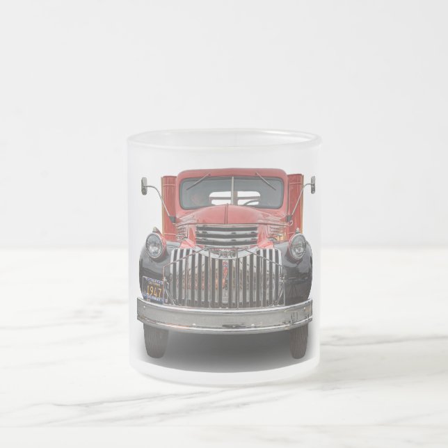 1947 CHEVROLET STAKE TRUCK FROSTED GLASS COFFEE MUG (Center)