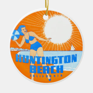 1947 Huntington Beach California Ceramic Ornament