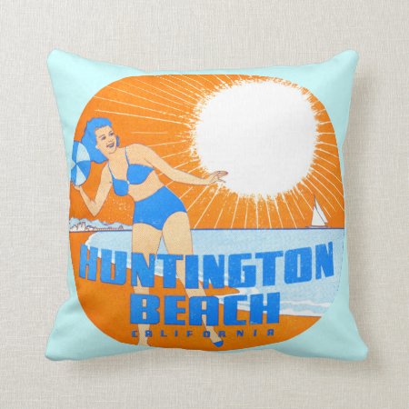 1947 Huntington Beach California Throw Pillow