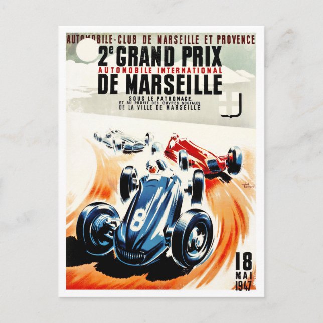 1947 Marseille Grand Prix vintage racing Postcard (Front)