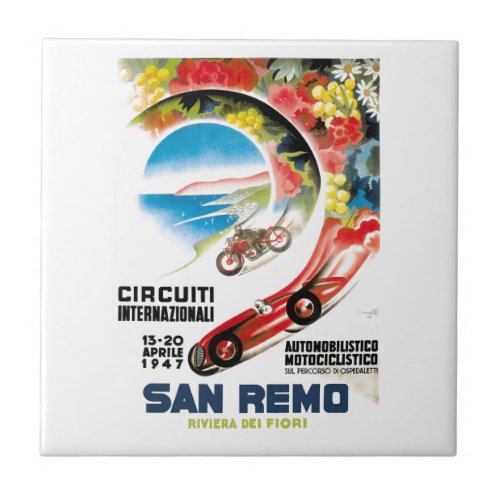 1947 San Remo Grand Prix Race Poster Tile