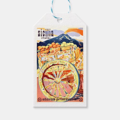 1947 Sicily Italy Travel Poster Eternal Spring Gift Tags