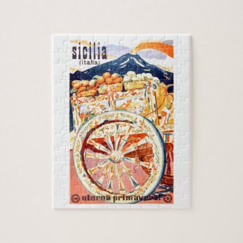 1947 Sicily Italy Travel Poster Eternal Spring Jigsaw Puzzle by Retrographica at Zazzle
