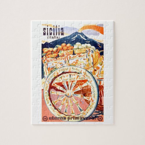 1947 Sicily Italy Travel Poster Eternal Spring Jigsaw Puzzle