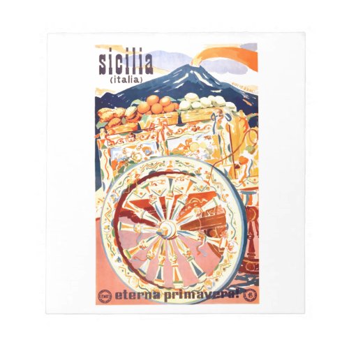 1947 Sicily Italy Travel Poster Eternal Spring Notepad