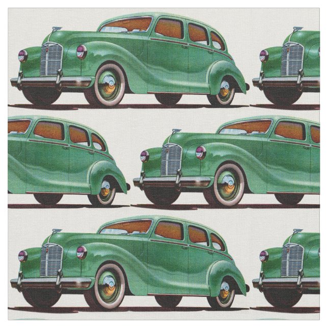 1948 green Austin Devon print Fabric (Close Up)