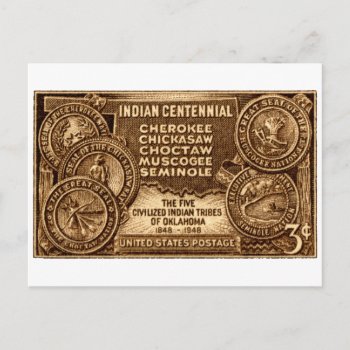 1948 Oklahoma Indian Centennial Stamp Postcard by historicimage at Zazzle