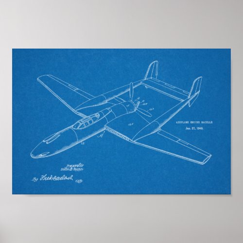 1948 Pusher Airplane Patent Art Drawing Print