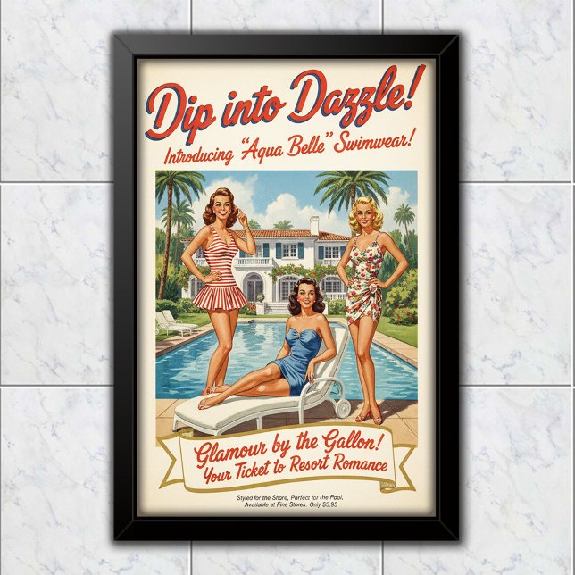 1948 Vintage Aqua Belle Swimwear Advertising Poster (Creator Uploaded)