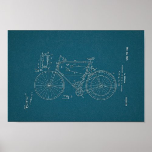 1948 Vintage Schwinn Bicycle Patent Blueprint Art Poster