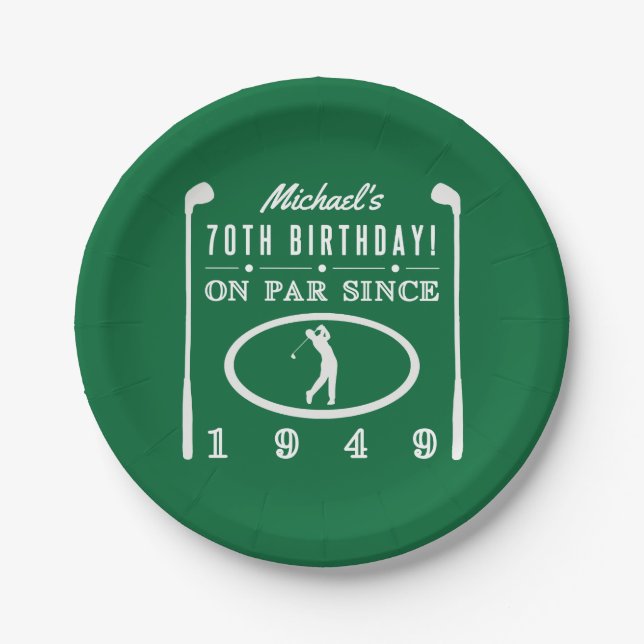 1949 70th Birthday For Golfers Paper Plates (Front)