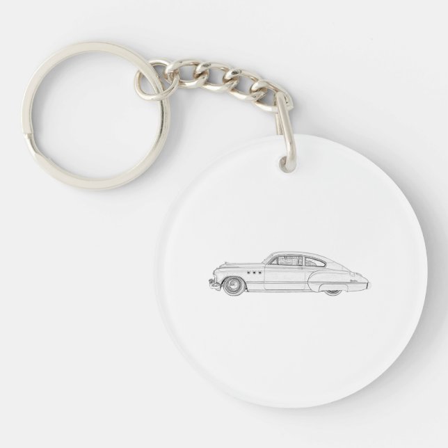 1949 Black and White Buick Dynaflow Acrylic Keychain (Front)