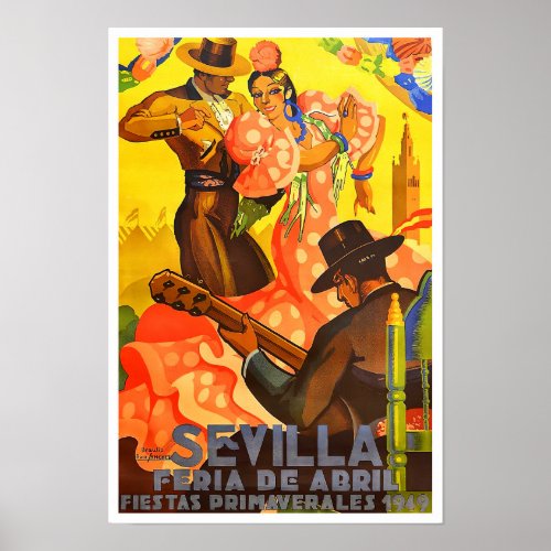 1949 Feria de Sevilla vintage travel Poster