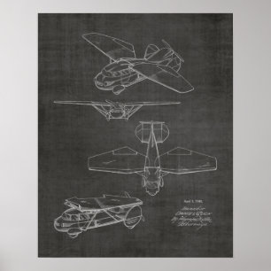 1949 Flying Car Airplane Patent Art Drawing Print