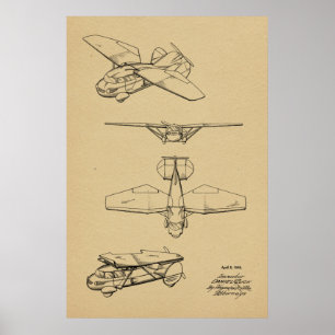 1949 Flying Car Airplane Patent Art Drawing Print