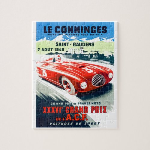 1949 French Grand Prix Racing Poster Jigsaw Puzzle