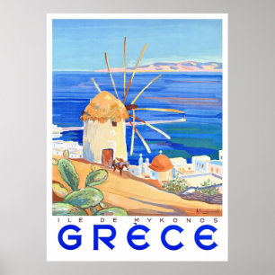 1949 Greece Island of Mykonos Poster