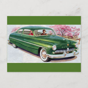 1949 green Mercury sedan Postcard