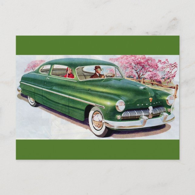 1949 green Mercury sedan Postcard (Front)