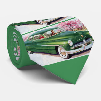 1949 green Mercury sedan print Neck Tie