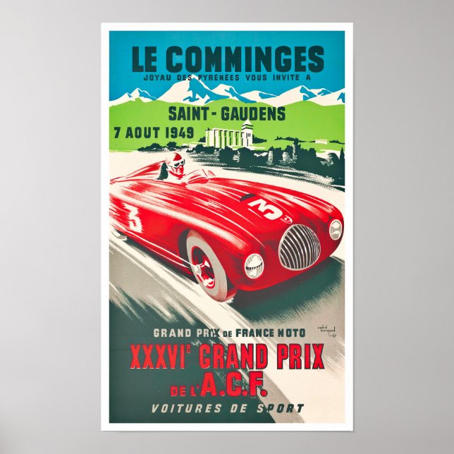 1949 Le Comminges Grand Prix vintage racing Poster (Front)