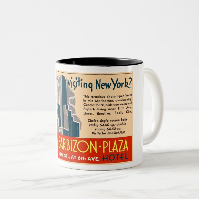 1949 NYC HOTEL ADVERTISEMENT Two-Tone COFFEE MUG (Front Right)