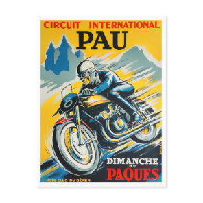 1949 Pau motorcycle vintage racing Postcard