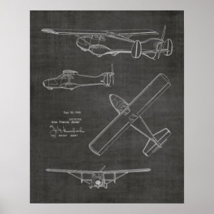 1949 Rear Prop Airplane Patent Art Drawing Print