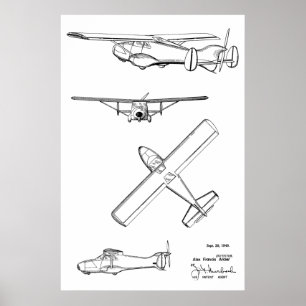 1949 Rear Prop Airplane Patent Art Drawing Print