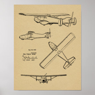 1949 Rear Prop Airplane Patent Art Drawing Print