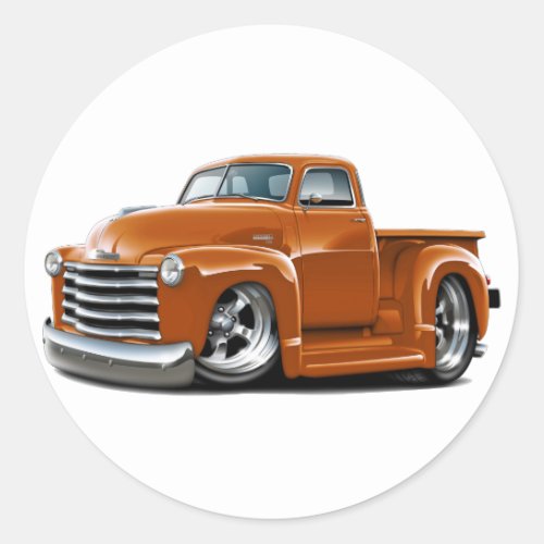 1950_52 Chevy Orange Truck Classic Round Sticker