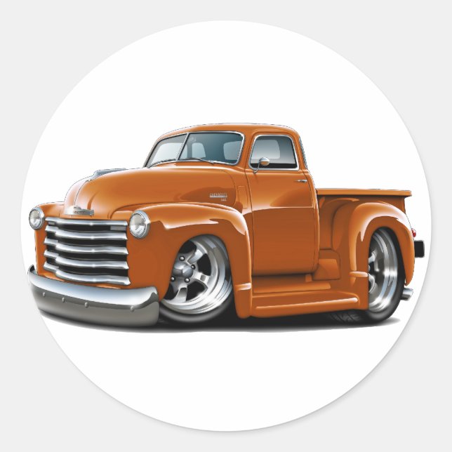 1950-52 Chevy Orange Truck Classic Round Sticker (Front)