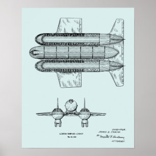 1950 Airship Airplane Patent Art Drawing Print