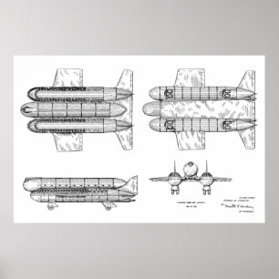 1950 Airship Airplane Patent Art Drawing Print