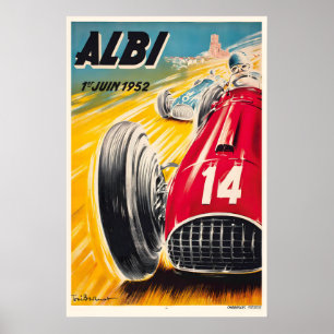 1950 Albi Grand Prix Car Race Vintage Racing Poster