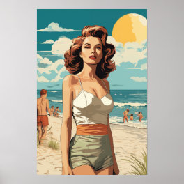 1950 Beach Girl Poster