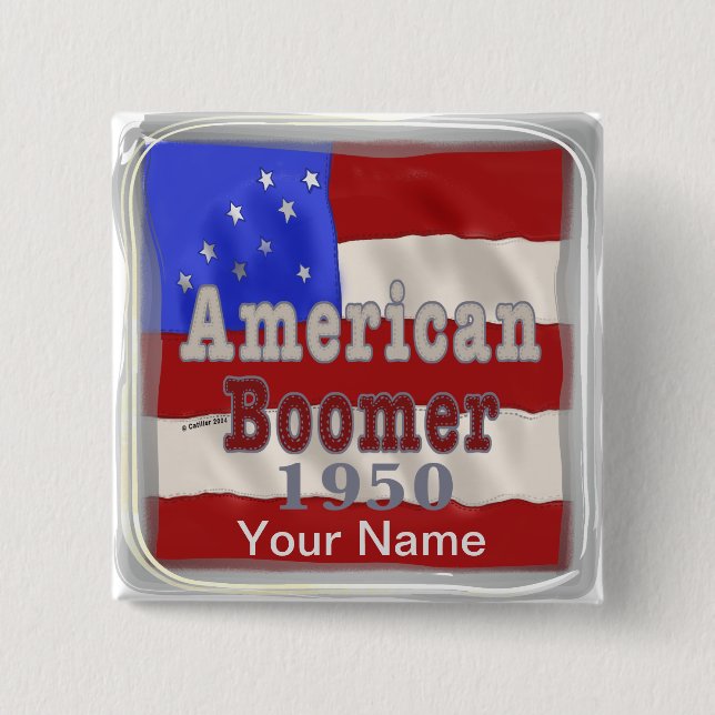 1950 Birthday Baby Boomer pin button (Front)