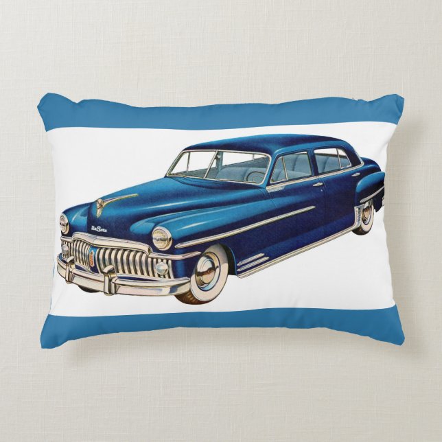 1950 blue DeSoto print Accent Pillow (Front)