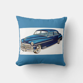 1950 blue DeSoto print Throw Pillow