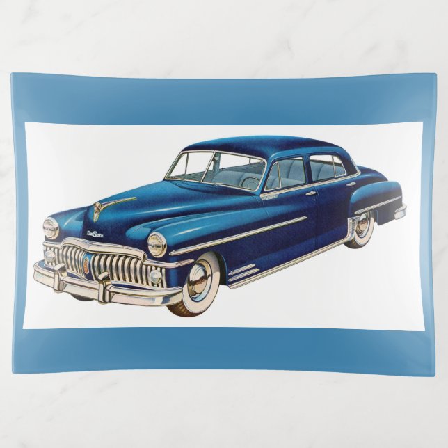 1950 blue DeSoto print Trinket Tray (Front)