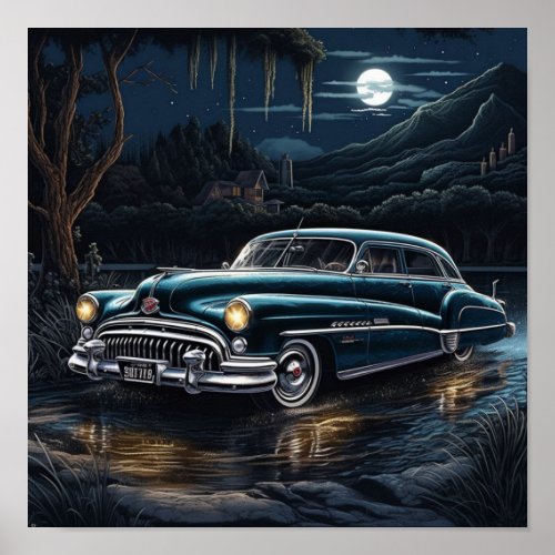 1950 Buick Roadmaster Lowrider Bomb Classic Car Poster