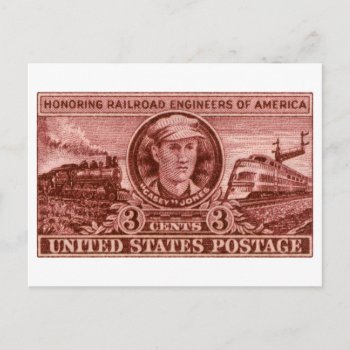 1950 Casey Jones Railroad Stamp Postcard by historicimage at Zazzle