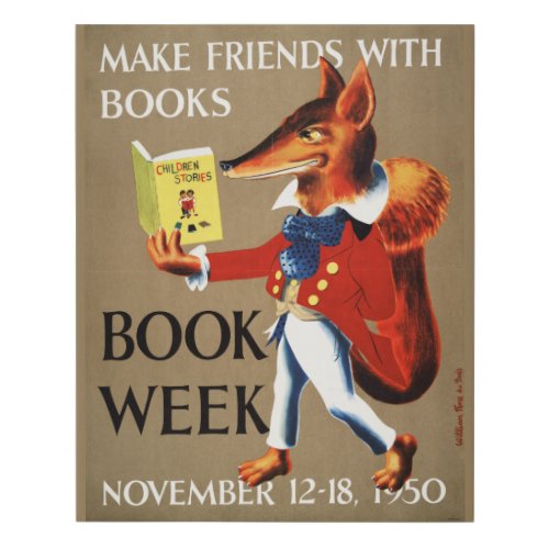 1950 Childrens Book Week Poster Faux Canvas Print