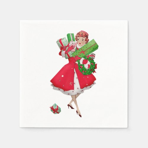 1950 Christmas Vintage Lady   Napkin